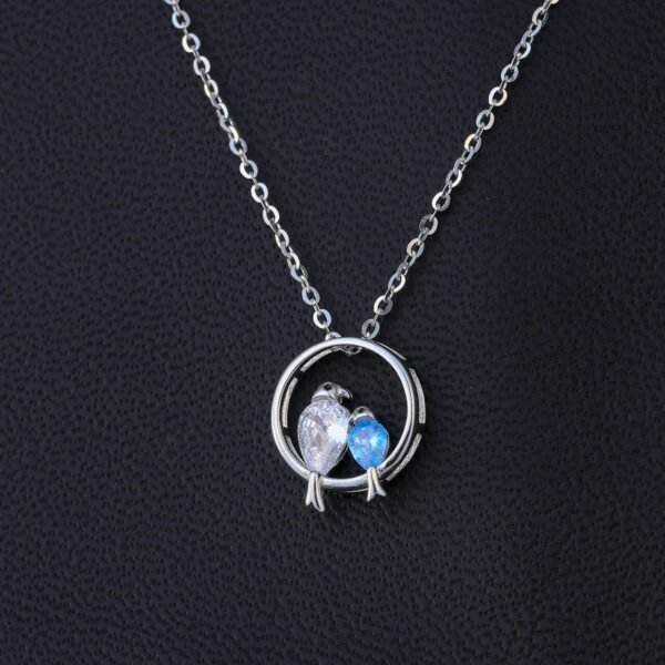 MELANO 925 Sterling Silver Love Bird Pendant With Chain | Rhodium Plated Gift for Her