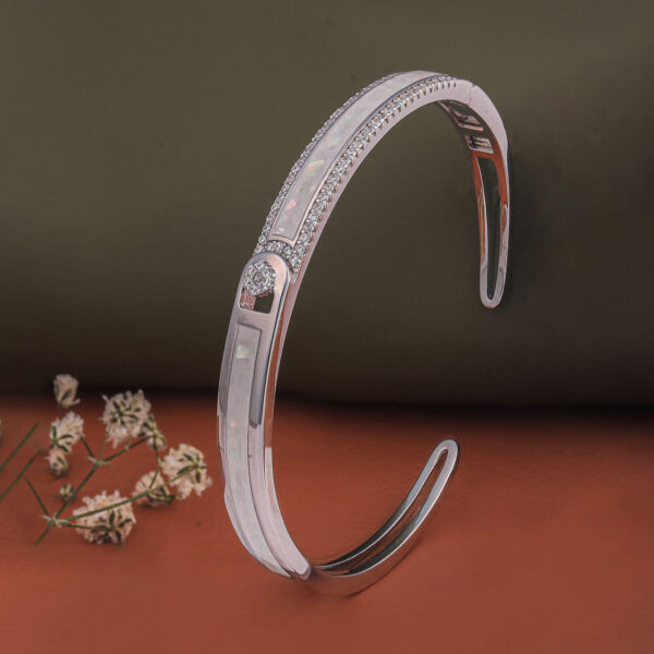 MELANO 925 Silver Enamel With MOP Bracelet For Womens | Womens Silver Kada