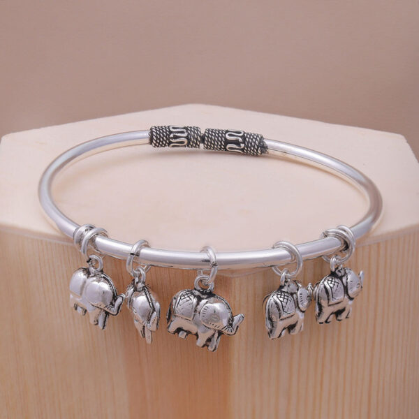 MELANO 925 Sterling Silver Oxidised Elephant Shaped Bangles Gift for Her