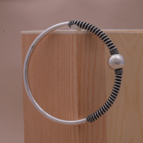 MELANO 925 Sterling Silver Round Oxidised Bangles Gift for Her