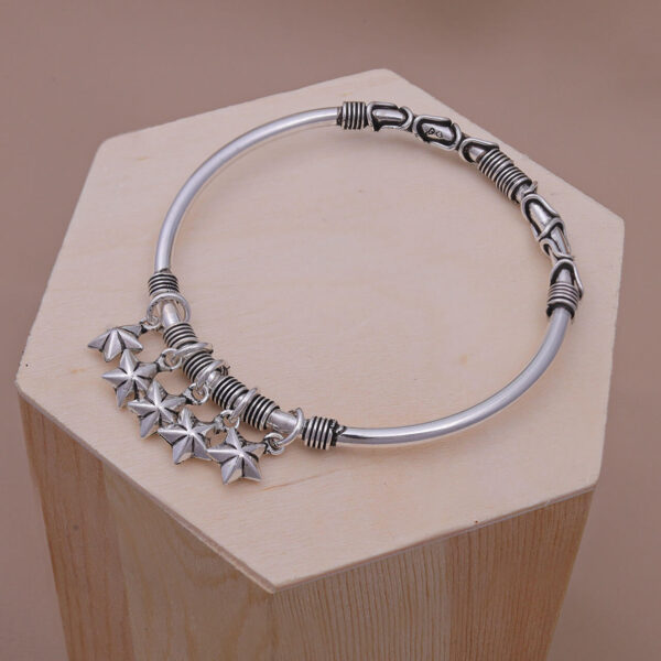 MELANO 925 Sterling Silver Oxidised Star Shaped Bangles Gift for Her