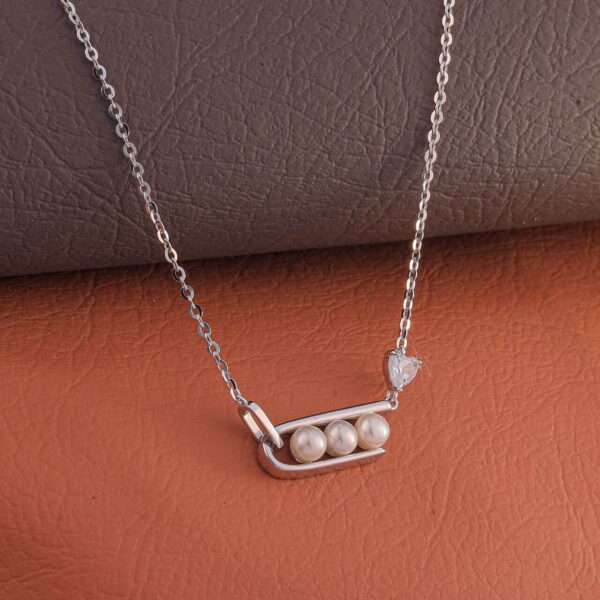 MELANO 925 Sterling Pearl Charm Necklace Chain | Rhodium Plated Gift for Her