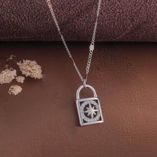 MELANO 925 Sterling Silver Stylish Lock Necklace | Rhodium Plated Gift for Her
