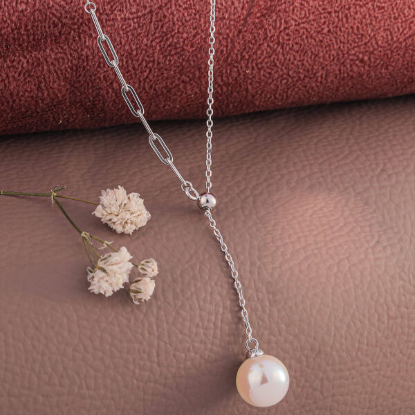 MELANO 925 Sterling Silver Chain With Pearl Charm Necklace | Rhodium Plated Gift for Her