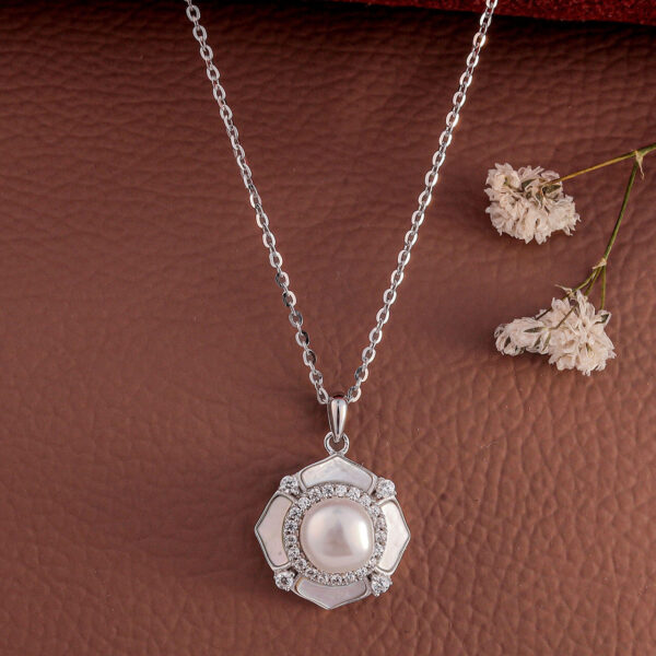MELANO 925 Sterling Silver Stylish Flower Charm Necklace | Rhodium Plated Gift for Her