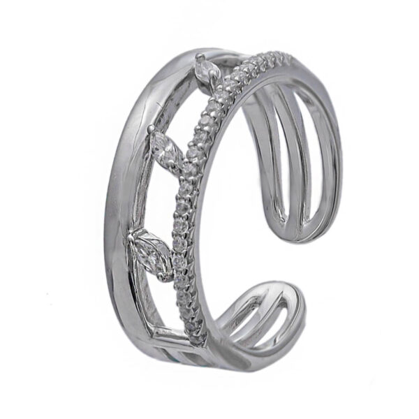 MELANO 925 Sterling Silver Leaf Adjustable Diamond Ring Gift for Her
