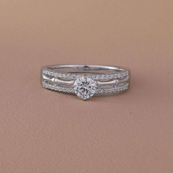 MELANO 925 Sterling Silver Stylish Round Diamond Ring Gift for Her