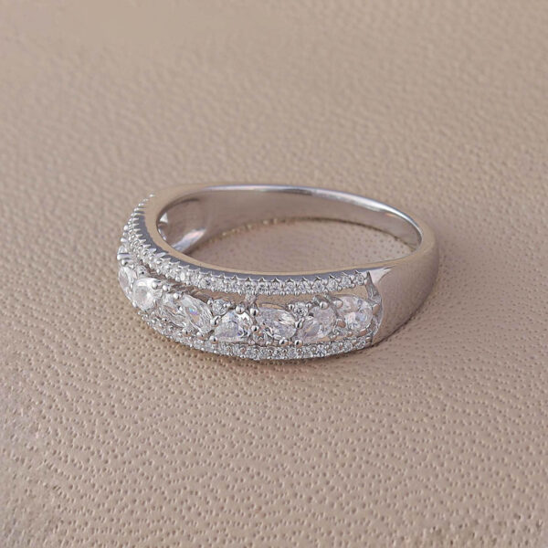 MELANO 925 Sterling Silver Unique Round Diamond Ring Gift for Her