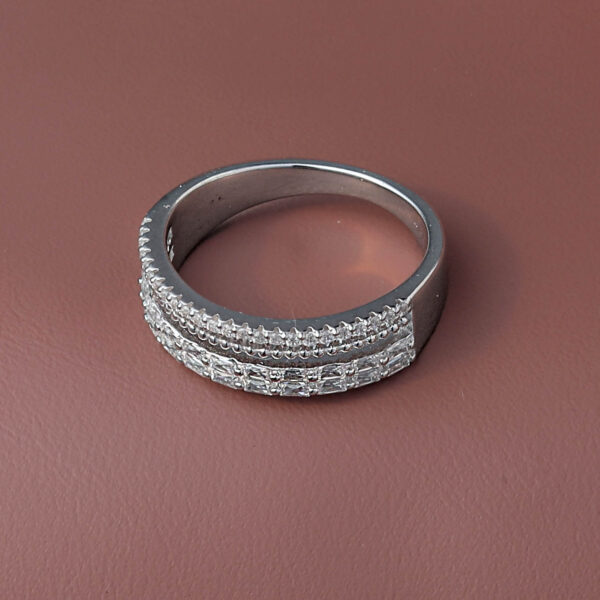 MELANO 925 Sterling Silver Double line Diamond Ring Gift for Her
