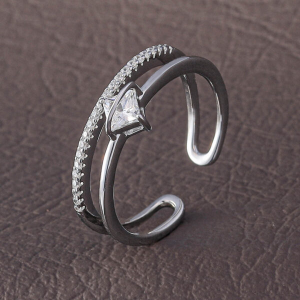 MELANO 925 Sterling Silver Stylish Triangle Diamond Ring Gift for Her