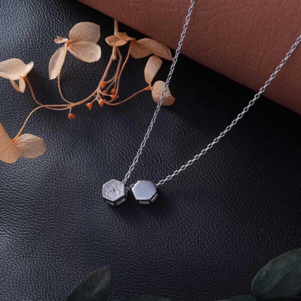 MELANO 925 Silver Stylish Double Heptagon Pendant For Womens | 925 Silver Chain Pendant