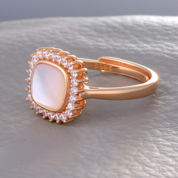 MELANO 925 Sterling Silver Square Ring Size Adjustable Swiss Zirconia Gift for Her