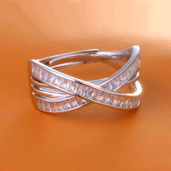 MELANO 925 Sterling Silver Criss Cross Finger Ring, Thumb Band Valentine Gift for Her