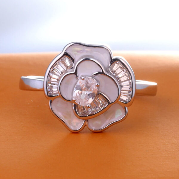 MELANO 925 Sterling Silver Flower Evil Eye Flower Ring