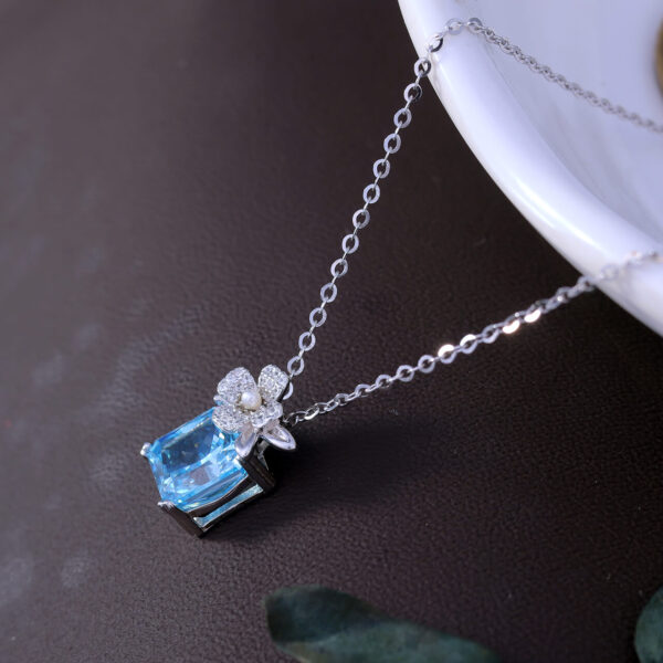 MELANO 925 Sterling Silver Vistosa Pendant Chain Set Rhodium Plated, Gift for Her