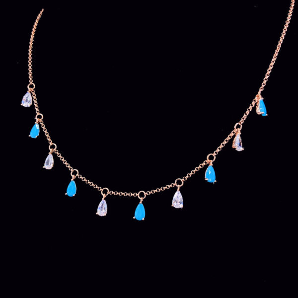 MELANO 925 Sterling Silver Queens Necklace, Set Rose Gold Rhodium Plated, Gift for Her
