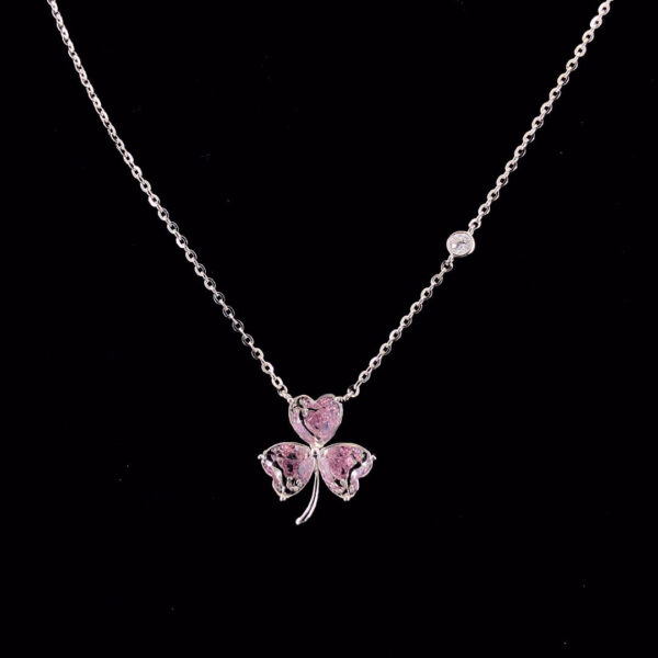 MELANO 925 Sterling Silver Plumeria Pendant Chain Set Rose Gold Rhodium Plated, Gift for Her