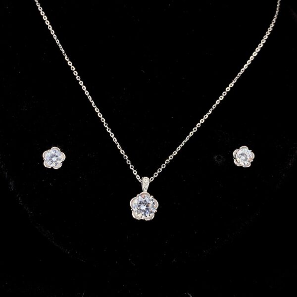 MELANO 925 Sterling Silver Ponsy Pendant Chain Earring Set Rose Gold Rhodium Plated, Gift for Her