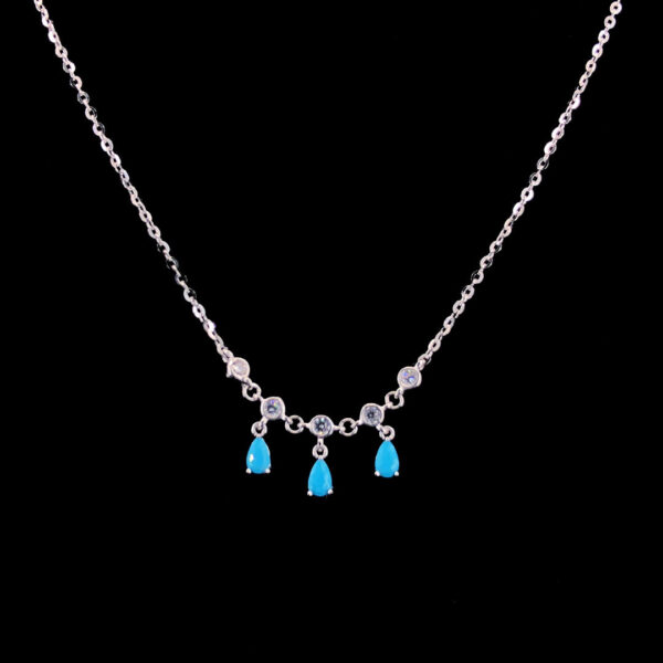 MELANO 925 Sterling Silver Blue Pendant Chain Set Rose Gold Rhodium Plated, Gift for Her