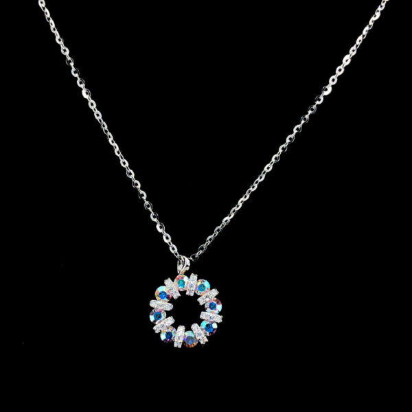 MELANO 925 Sterling Silver Round Pendant Chain Set Rose Gold Rhodium Plated, Gift for Her
