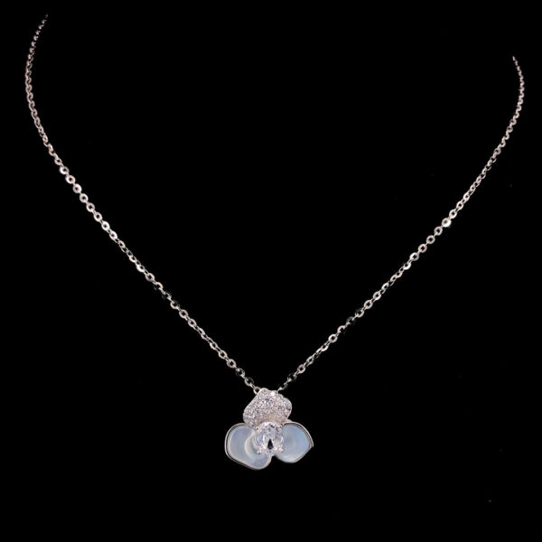 MELANO 925 Sterling Silver Unique Flower Pendant Chain Set Rose Gold Rhodium Plated, Gift for Her