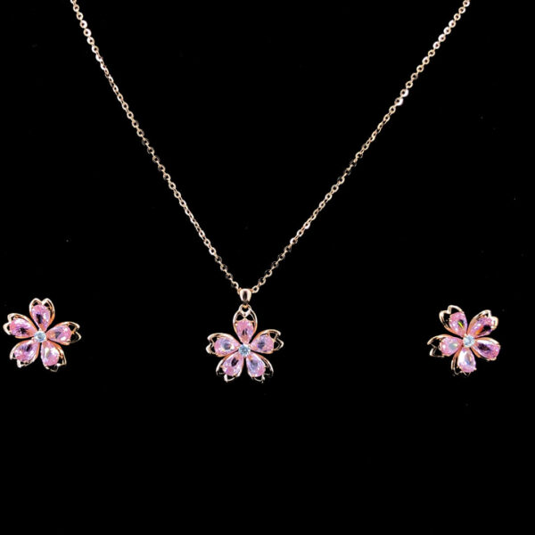 MELANO 925 Sterling Silver Cosmos Pendant Chain Earring Set Rose Gold Rhodium Plated, Gift for Her