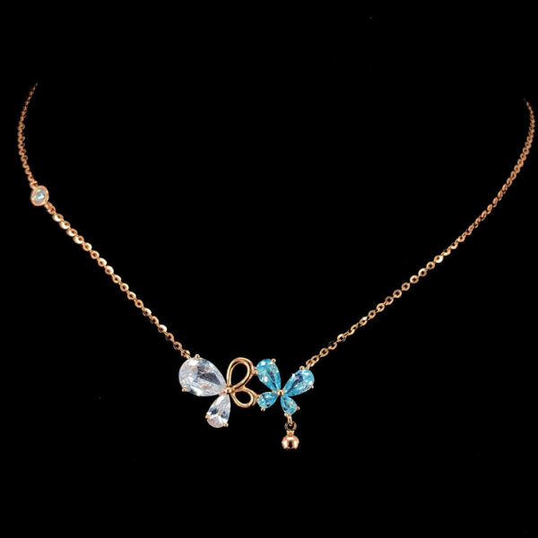 MELANO 925 Silver Flower Pendant Chain Jewellery Set Rose Gold Rhodium Plated, Gift for Her