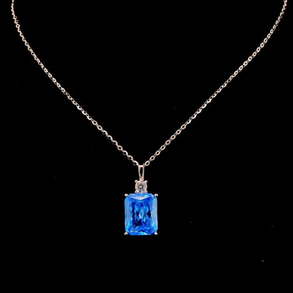 MELANO 925 Sterling Silver Blue Ice Cracker Necklace, Original Rhodium Plated, Gift for Her