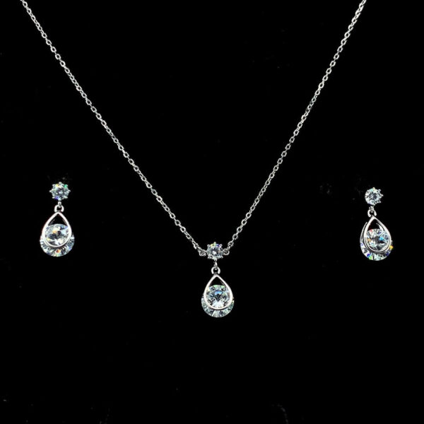 MELANO 925 Sterling Silver Pearshape Pendant Jewellery, Earring Set Rose Gold Rhodium Plated, Gift for Her