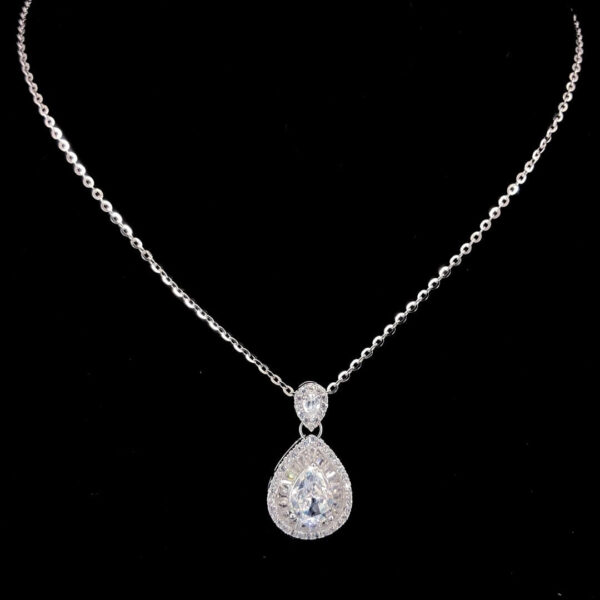 MELANO 925 Sterling Silver Pear Pendant Jewellery, Set Rose Gold Rhodium Plated, Gift for Her