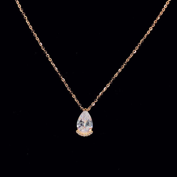 MELANO 925 Sterling Silver Cubic Pendant Jewellery, Set Rose Gold Rhodium Plated, Gift for Her