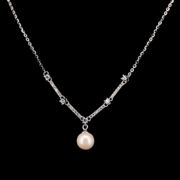 MELANO 925 Sterling Silver Pensy Pearl Pendant, Set Rose Gold Rhodium Plated, Gift for Her