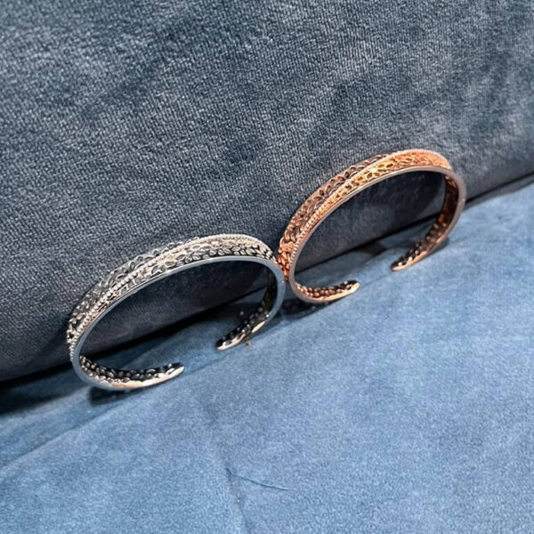 MELANO 925 Silver and Rose gold Leaf Design Italian Round Kada For Womens | Womens Silver Kada