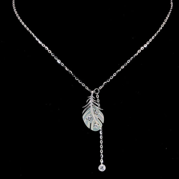 MELANO 925 Sterling Silver Elegance Leaf Necklace, Original Rhodium Plated, Gift for Her