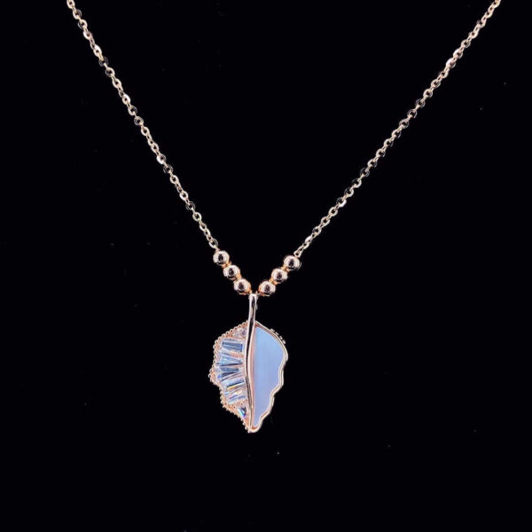 MELANO 925 Sterling Silver Elegance Leaf Pendant Jewellery, Set Rose Gold Rhodium Plated, Gift for Her
