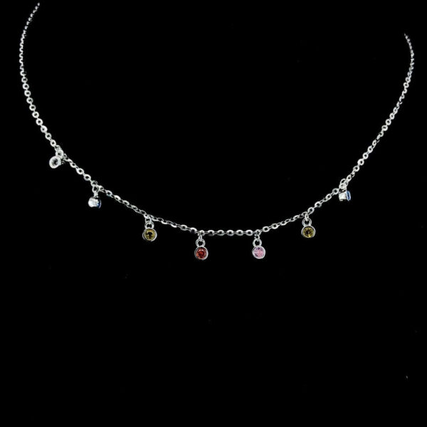 MELANO 925 Sterling Silver Multi Color Necklace, Original Rhodium Plated, Gift for Her