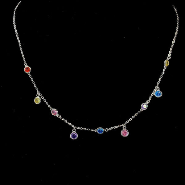 MELANO 925 Sterling Silver Multi Diamond Mala, Set Rose Gold Rhodium Plated, Gift for Her