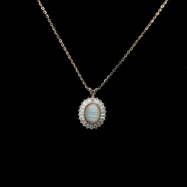 MELANO 925 Sterling Silver Oval Pendant Jewellery, Set Rose Gold Rhodium Plated, Gift for her