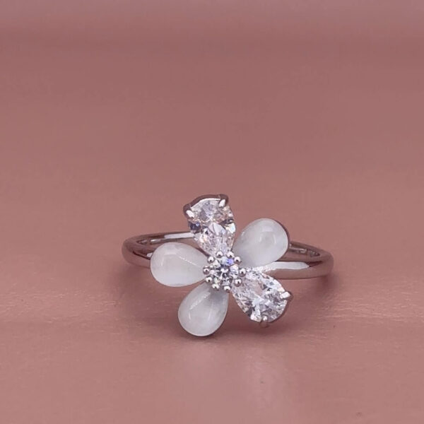 MELANO 925 Sterling Silver Flower Ring With Adjustable Band  & 925 Hallmark | Gift For Her