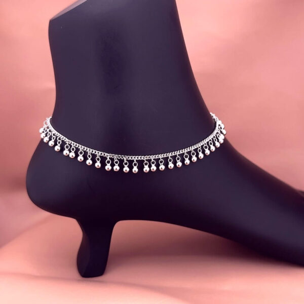 MELANO Pure 925 Sterling Silver Beaded  Anklet For Women (Single) | Gift for Her