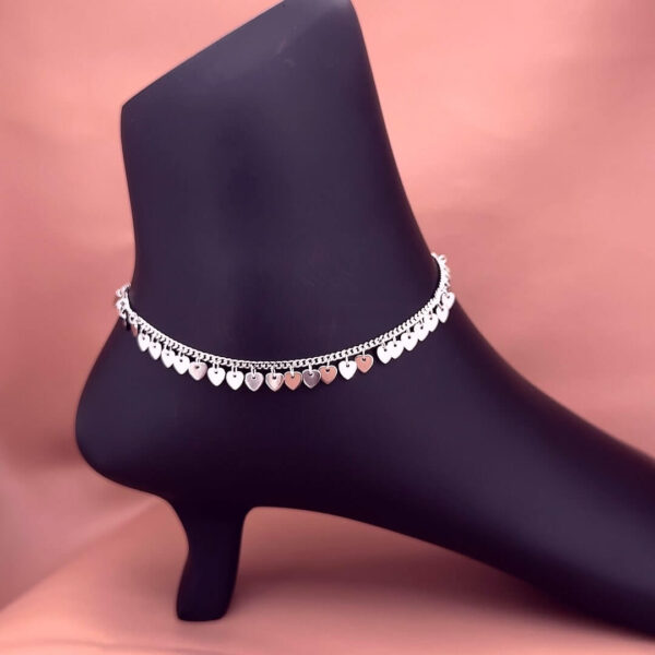 MELANO Pure 925 Sterling Silver Heart Anklet For Women (Single)  | Gift for Her