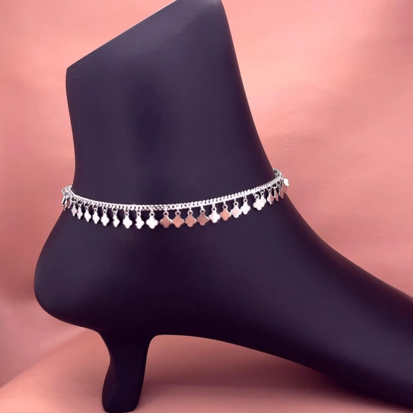 MELANO Pure 925 Sterling Silver Clover  Anklet For Women (Single)  | Gift for Her