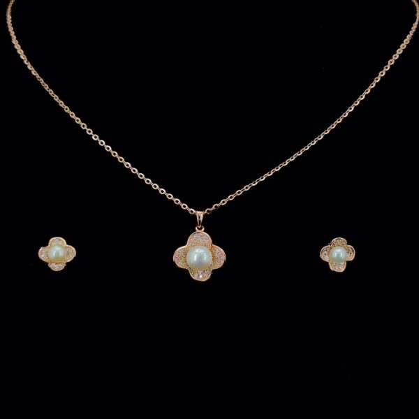 MELANO 925 Sterling Silver Four Petals Pendant & Earrings Necklace, Original Rhodium Plated, Gift for Her
