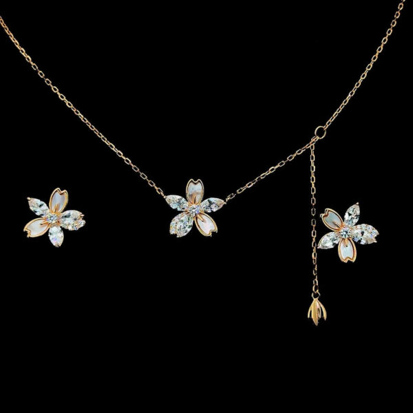 MELANO 925 Sterling Silver Pansy Pendant & Earrings Necklace, Original Rhodium Plated, Gift for Her