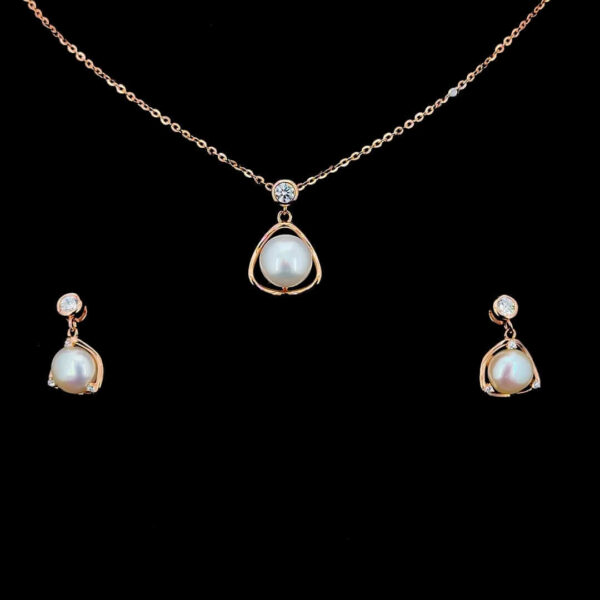 MELANO 925 Sterling Silver Triangle Beads Necklace & Earrings, Original Rhodium Plated, Gift for Her