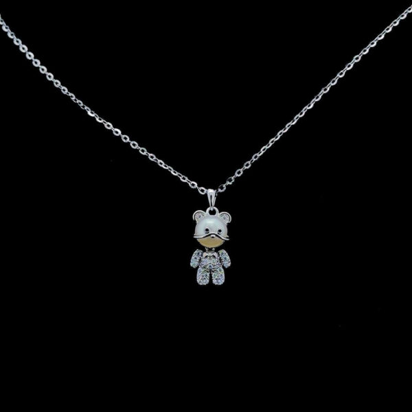 MELANO 925 Sterling Silver Teddybear Pearl Pendant Necklace, Original Rhodium Plated, Gift for Her