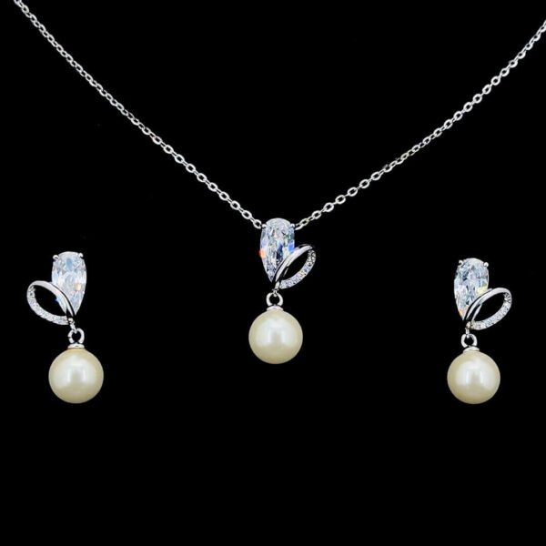 MELANO 925 Sterling Silver Teardrop Pendant & Earrings Necklace, Original Rhodium Plated, Gift for Her